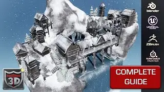 Blender 3 | Unreal Engine 5 | Snow Fjord Skyrim Style | Game Design