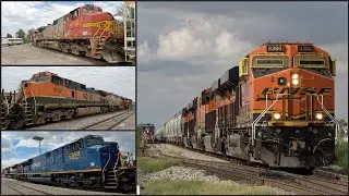 Heavy Train Traffic!  9 trains and lots of American locomotives.