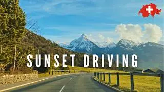 Swiss Alps Breathtaking Sunset in Amden 🇨🇭 4K Scenic Driving Tour in Switzerland