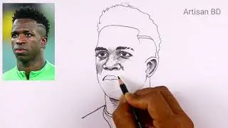 How To Draw Vinicius Jr Easy Portrait Tutorial 