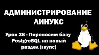 Администрирование Линукс (Linux) - Урок 28 - Переносим базу PostgreSQL на новый раздел (rsync)