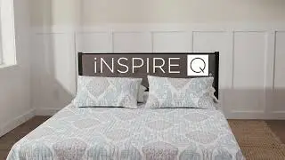 Metal Platform Bed with Tufted Linen Headboard, by iNSPIRE Q