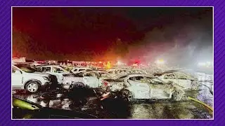 Fire damages nearly 60 cars at auto auction facility in North Texas