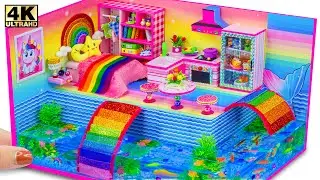 DIY Miniature Cardboard House #104 ❤️ Build Aquarium Around Miniature Rainbow House from Cardboard