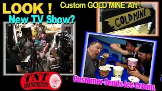 #1621 New TV EPISODE filmed at TNT Amusements-PLUS GOLD MINE Shuffle Alley gets custom art!