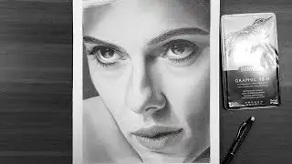 Scarlett Johansson Realistic pencil drawing | Time-lapse