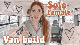 A week in the life of a solo female bus builder - come with me ☺️💗- the walls are going up!!