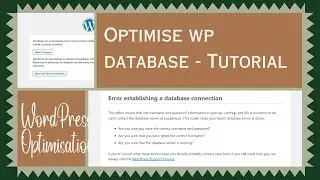 Optimizing WordPress Database and Fixing Database Connection Error | WordPress Tutorial