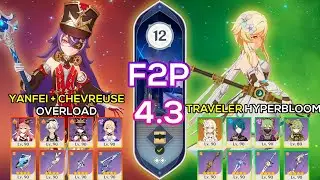 [F2P] Yanfei + Chevreuse Overload & Dendro Traveler Hyperbloom - Spiral Abyss 4.3 - Genshin Impact