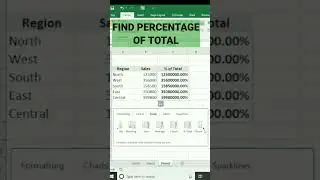 find percentage of total in excel #short #shorts #Excel #exceltips #excelworld #exceltips