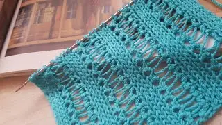 Вертикальный ажурный узор спицами📌knitting pattern.