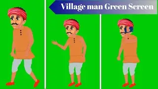 Village Man Green Screen Cartoon Character/Villager Green Screen Video/ Copyright Free