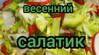 Салат из Молодой Капусты Редиски Огурца Сладкого Перца готовим с вами вместе #салат