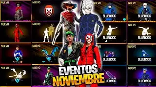 NUEVOS EVENTOS NOVIEMBRE 2024 FFWS CRIMINAL ROJO BLUE LOCK & MAS PREMIOS GRATIS FREE FIRE