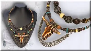 Boho style necklace Bull DIY jewelry master class.