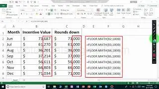 Floor.math function example in excel