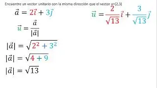 Vector unitario con la misma dirección que un vector dado | Ejemplo 3
