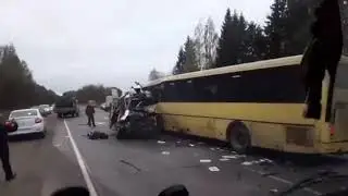 Столкновение двух автобусов в Тверской области