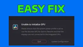 Fix Unable to Initialize GPU in DaVinci Resolve 18 Error | How To