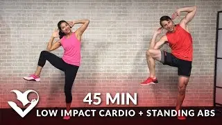 45 Min Standing Abs & Low Impact Cardio Workout for Beginners - Home Ab & Beginner Workout Routine