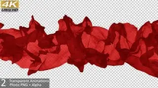 Cloth Waving 4K Red Fabric Flowing Transparent Overlays Background Animation