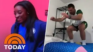 Olympic athletes show off Paris cuisine, uniforms, cardboard beds