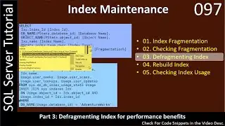 Maintain Index | Part 3 - Defragmenting Index | SSMS TSQL Tutorial #97