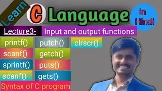 Input and output functions in c |Syntax of c program with example |first program of c language