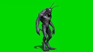 Alien creature in motion - green screen - free use