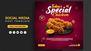 Food social media banner design for Freepik I Photoshop Tutorial