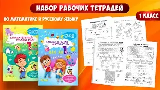 Набор рабочих тетрадей для 1 класса по математике и русскому языку. Обучение счету, грамоте, письму