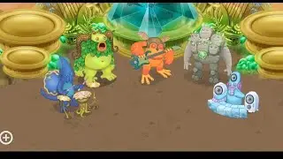 Как поют все 4-ёх элементные природные монстры на острове золота. My singing monsters.