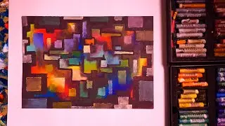 Colorful Square Abstract Painting In Oil Pastel | Caran D'ache Neopastel | Art Demonstration