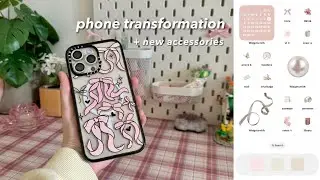 aesthetic phone transformation 🪄 | cute accessories + setup