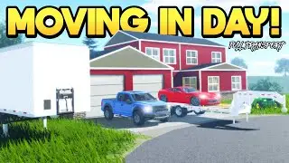 Moving into a NEW HOUSE using TRAILERS in Roblox American Plains Mudding!