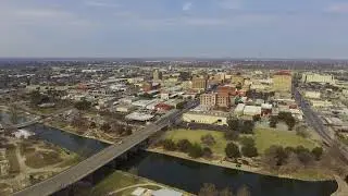 Downtown San Angelo, Texas - Slow Panning Aerial Shot