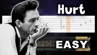 Johnny Cash - Hurt - EASY Guitar tutorial (TAB)