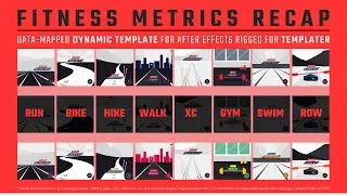 Fitness Metrics Recap - Dataclay Templater Autograf for After Effects Pre-rigged & Data Mapped