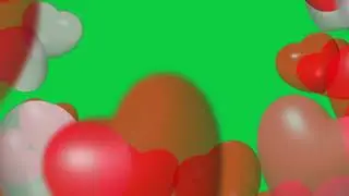 [4K] 4x Valentines Heart Transitions - Green Screen