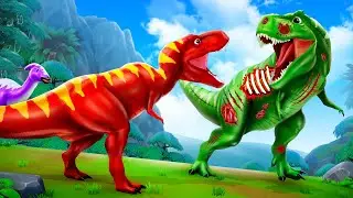 Zombie T-Rex Alert: Super Dinosaur Fights Zombie Trex to Save Dinosaurs! Jurassic World Cartoons