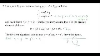 Proving the Uniqueness of the Division Algorithm