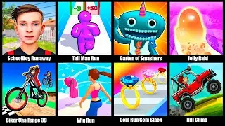 SchoolBoy Runaway,Tall Man Run,Garten of Smashers,Jelly Raid,Biker Challenge 3D,Wig Run,Gem Run