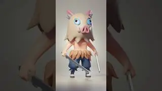 Stylized 3D model of Inosuke #demonslayer #inosuke #inosukehashibira #blender #3dart