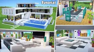 Minecraft: Modern House #52 Interior Tutorial - How to Build - 💡Material List in Description!