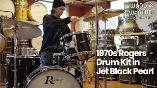 1970s Rogers Drum Kit in Jet Black Pearl 14x22 16x16 9x13