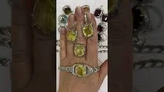 Крупный Солнечный ЦИТРИН кварц в ажурном СЕРЕБРЕ. Комплект Миконос. Цены под видео.