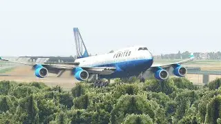 B747 Extremely Low Landing With Broken Left Landing Gear [XP11]