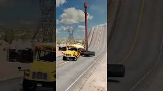 Cars & School Bus vs Giant Hammer #14 - BeamNG.Drive