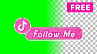 Pink TikTok button "Follow Me" | green screen, transparent background