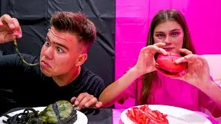 Nastya plays Pink vs. Black Challenge with Wednesday